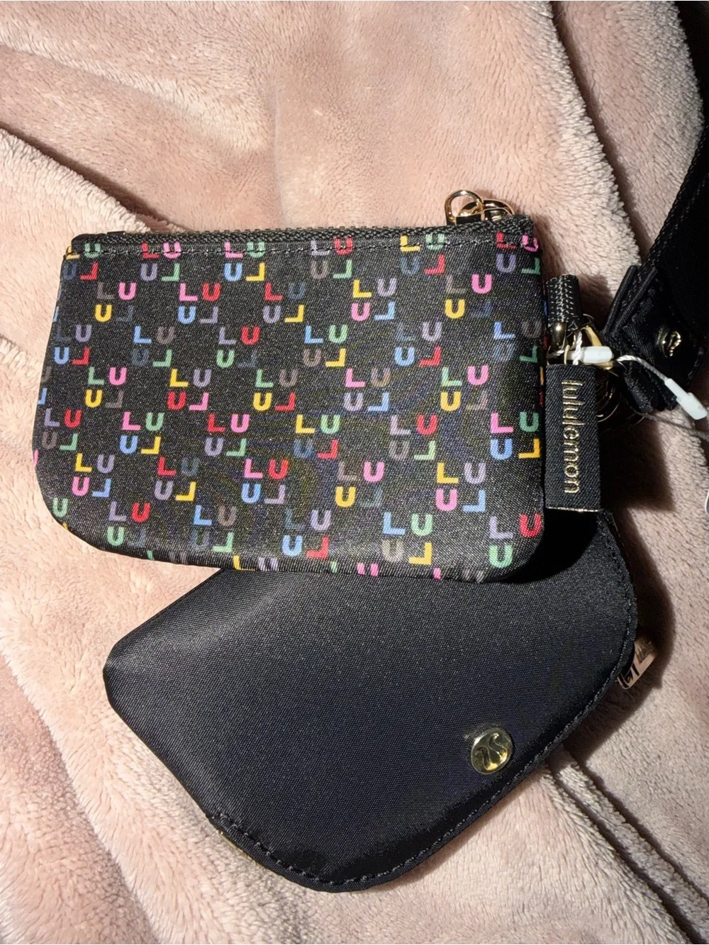 lululemon athletica Black Coin Pouch with Multicolor 'LULU Print